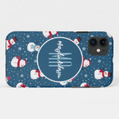 CHRISTMAS WINTER SNOWMAN CUSTOMIZABLE MONOGRAMM Case-Mate iPhone HÜLLE (Rückseite (Horizontal))