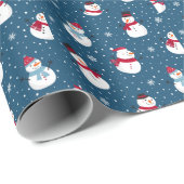 CHRISTMAS WINTER SNOWMAN CUSTOMIZABLE MONOGRAMM GESCHENKPAPIER (Rolleneckpunkt)