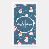 CHRISTMAS WINTER SNOWMAN CUSTOMIZABLE MONOGRAMM SERVIETTE (Vorderseite)