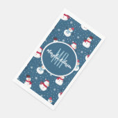CHRISTMAS WINTER SNOWMAN CUSTOMIZABLE MONOGRAMM SERVIETTE (Ecke)