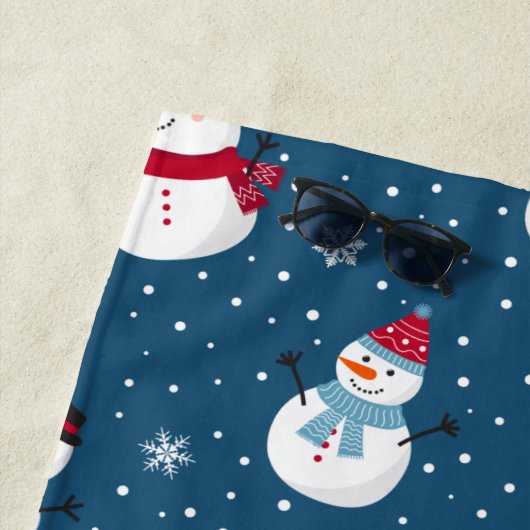 CHRISTMAS WINTER SNOWMAN CUSTOMIZABLE MONOGRAMM STRANDTUCH (Beispiel)