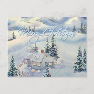 CHRISTMAS WINTER SZENE VON SHARON SHARPE FEIERTAGSPOSTKARTE