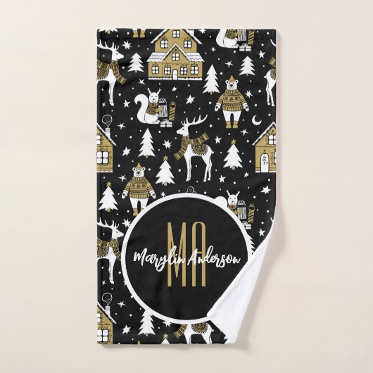 CHRISTMAS WINTER WONDERLAND CUSTOM MONOGRAMM BADHANDTUCH SET (Handtuch)