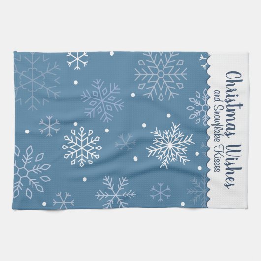 Christmas Wishes Snowflake Pattern Customizable Geschirrtuch (Horizontal)