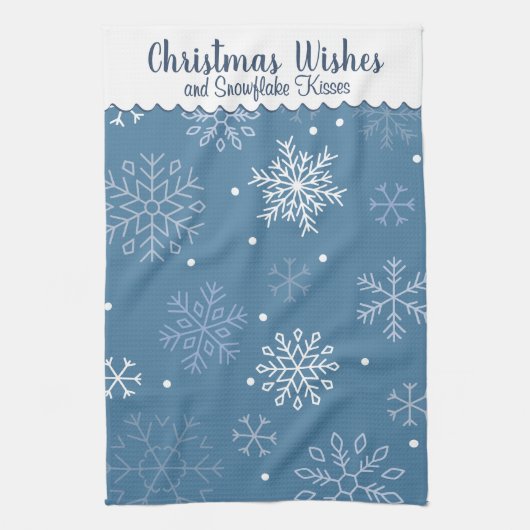 Christmas Wishes Snowflake Pattern Customizable Geschirrtuch (Vertikal)