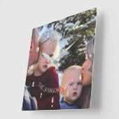 Christmas With Any Name Photo Family Festive Quadratische Wanduhr (Winkel)