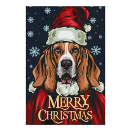 Christmas with Basset Hound Poster