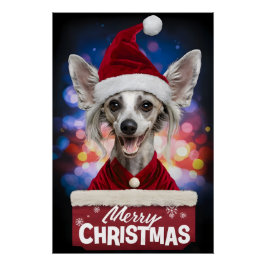 Christmas with Chinese Crested Dog Poster