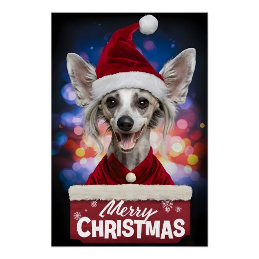 Christmas with Chinese Crested Dog Poster (Vorderseite)