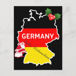 Christmas With German Map,Flag, and Santa Feiertagspostkarte
