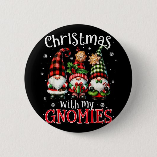 Christmas With My Gnomies Buffalo Plaid Gnome Fami Button (Vorderseite)