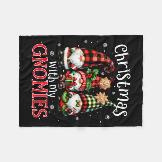 Christmas With My Gnomies Buffalo Plaid Gnome Fami Fleecedecke (Vorderseite (Horizontal))