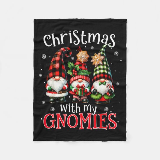 Christmas With My Gnomies Buffalo Plaid Gnome Fami Fleecedecke (Vorderseite)