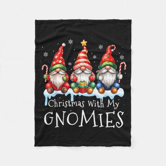 Christmas With My Gnomies Buffalo Plaid Gnome Fami Fleecedecke (Vorderseite)