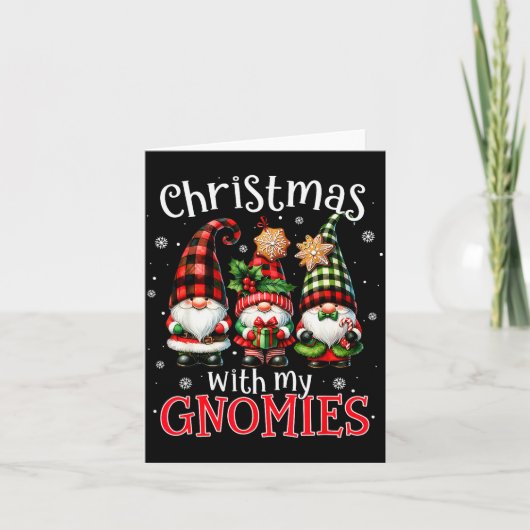 Christmas With My Gnomies Buffalo Plaid Gnome Fami Karte (Vorderseite)