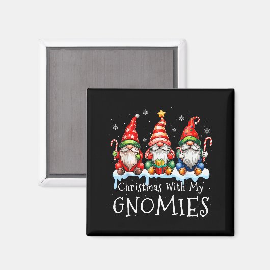 Christmas With My Gnomies Buffalo Plaid Gnome Fami Magnet (Vorderseite/Rückseite)