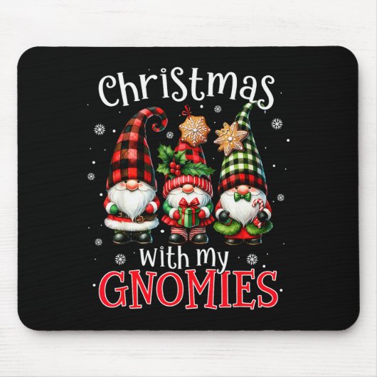Christmas With My Gnomies Buffalo Plaid Gnome Fami Mousepad (Vorne)