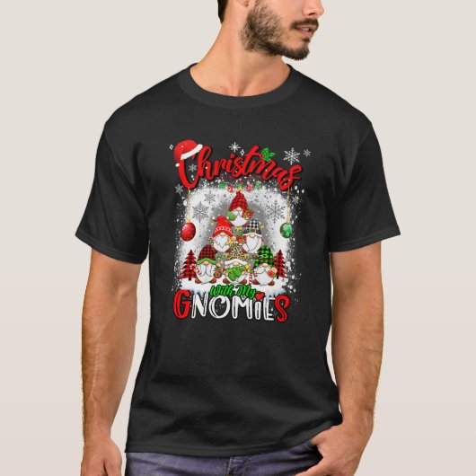 Christmas With My Gnomies Pine Tree Gnomes Garden T-Shirt (Vorderseite)