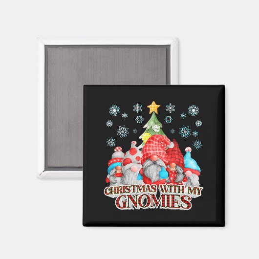 Christmas With My Gnomies Plaid Gnome Group Pajama Magnet (Vorderseite/Rückseite)