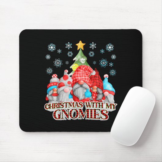 Christmas With My Gnomies Plaid Gnome Group Pajama Mousepad (Mit Mouse)