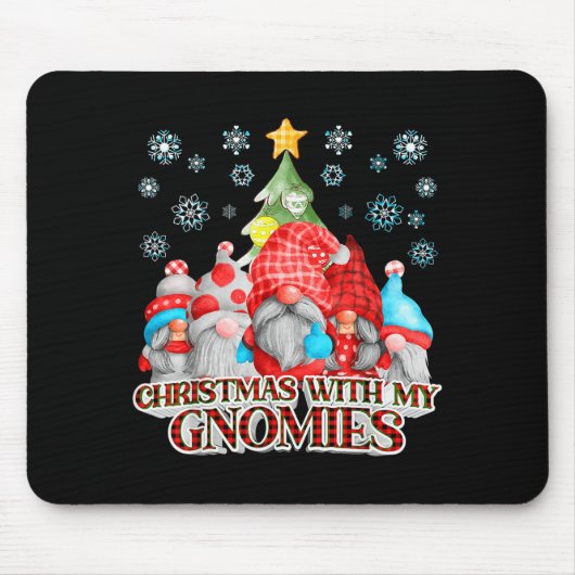 Christmas With My Gnomies Plaid Gnome Group Pajama Mousepad (Vorne)