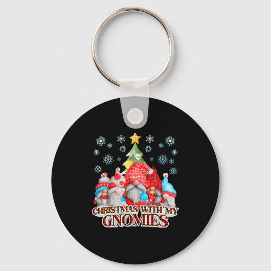 Christmas With My Gnomies Plaid Gnome Group Pajama Schlüsselanhänger (Vorderseite)