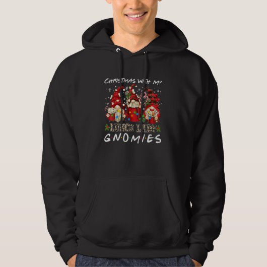 Christmas With My Lunch Lady Gnomies Plaid Red Gno Hoodie (Vorderseite)