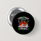 Christmas With My Tribe Red Plaid Cute Gnomes Fami Button (Vorne & Hinten)