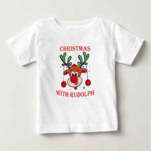 Christmas with Rudolph - Weihnachtsrenne-Zeichnung Baby T-shirt