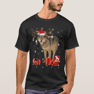 Christmas Wolf Funny Santa Reindeer Wolf Lover Gif T-Shirt