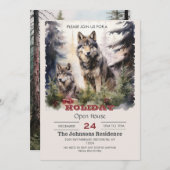 Christmas Wolf Watercolor Einladung (Vorne/Hinten)
