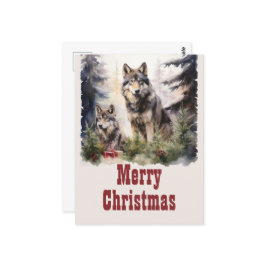 Christmas Wolf Watercolor Postkarte