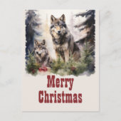 Christmas Wolf Watercolor Postkarte (Vorderseite)
