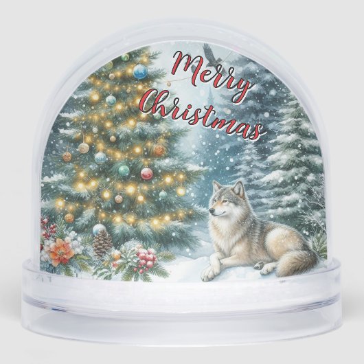 Christmas Wolf Winter Snow Globe Schneekugeln (Vorderseite)