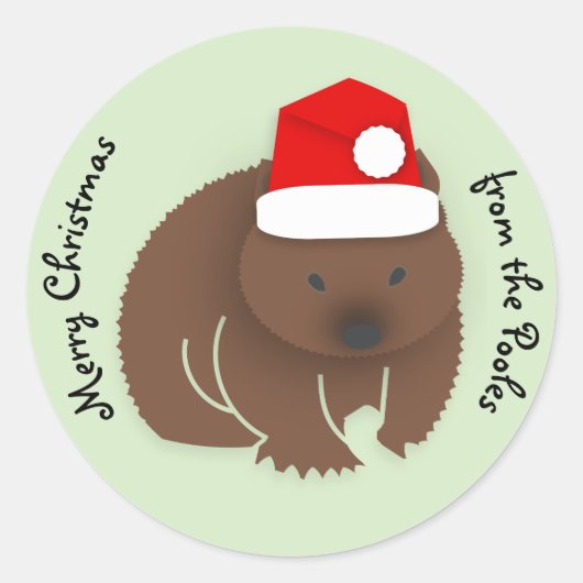 Christmas Wombat Runder Aufkleber (Vorderseite)