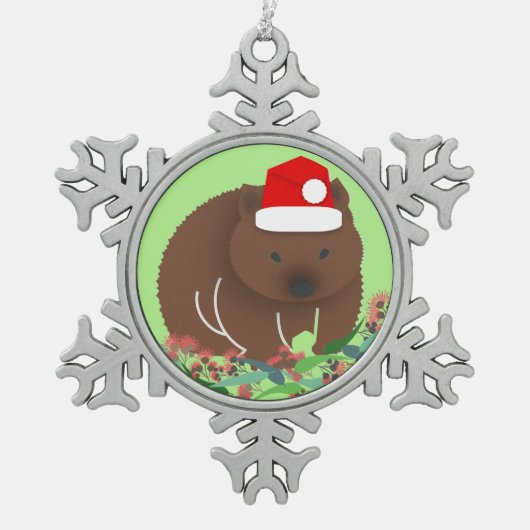 Christmas Wombat Schneeflocken Zinn-Ornament (Vorderseite)