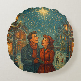 Christmas Wonder Round Pillow Rundes Kissen
