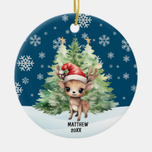CHRISTMAS WOODLAND REINDEER KERAMIK ORNAMENT