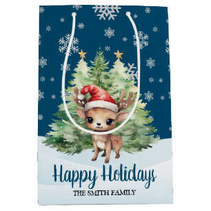 CHRISTMAS WOODLAND REINDEER MITTLERE GESCHENKTÜTE
