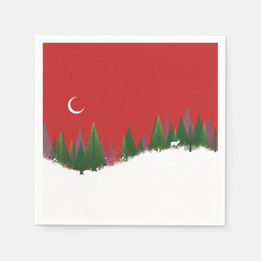 Christmas Woods Scene Paper Napkin Serviette (Vorderseite)