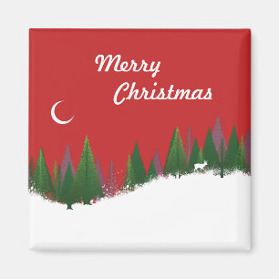 Christmas Woods Szene Square Magnet