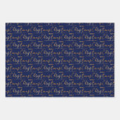 Christmas Word Art on Navy Blue, Black and White Geschenkpapier Set (Vorderseite)