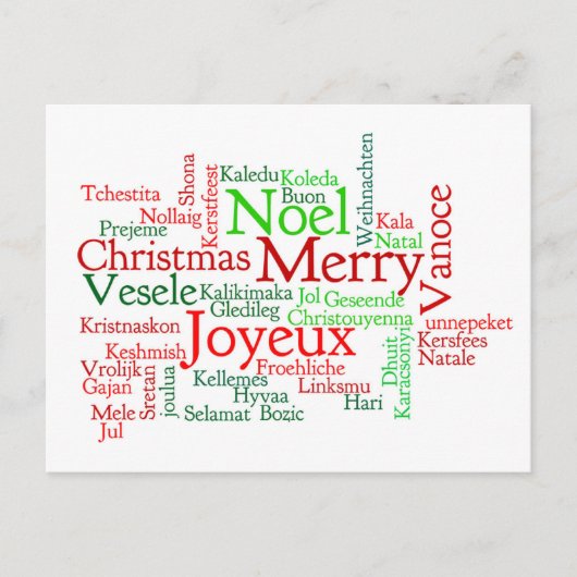 Christmas Word Cloud Feiertagspostkarte (Vorderseite)