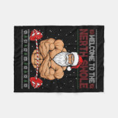 Christmas Workout Welcome To North Swole Xmas Gym Fleecedecke (Vorderseite (Horizontal))