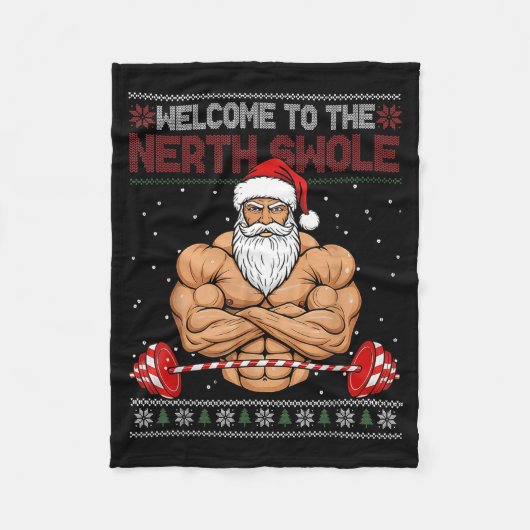 Christmas Workout Welcome To North Swole Xmas Gym Fleecedecke (Vorderseite)