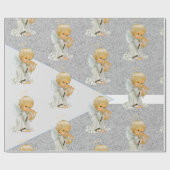 Christmas Wrapping Grey Angel Baby Geschenkpapier (Flach)