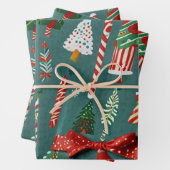 CHRISTMAS Wrapping Paper Flat Sheet Set 3 Geschenkpapier Set (Beispiel)