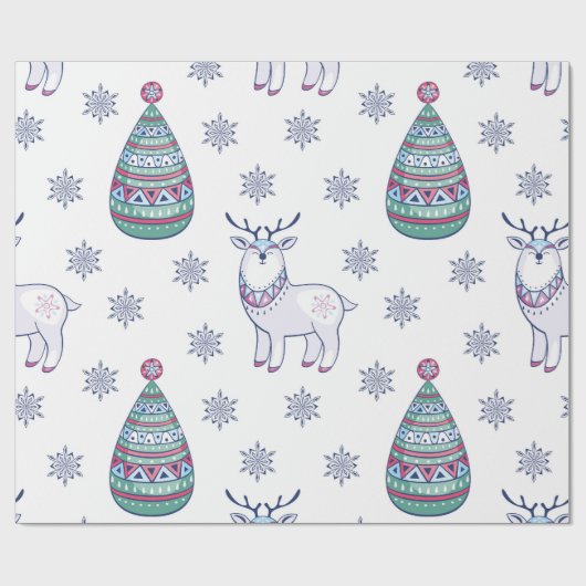 Christmas Wrapping Paper - Reindeer and Fir Trees Geschenkpapier (Flach)