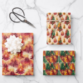 Christmas Wrapping Paper Set of 3 Designs Geschenkpapier Set