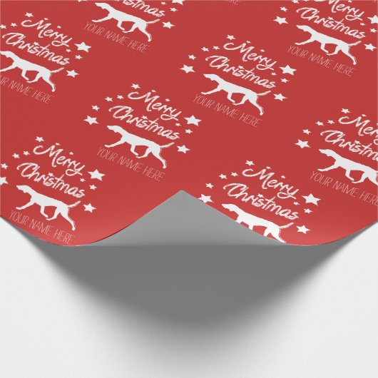 Christmas Wrapping Paper Vizsla Personalize Name Geschenkpapier (Ecke)